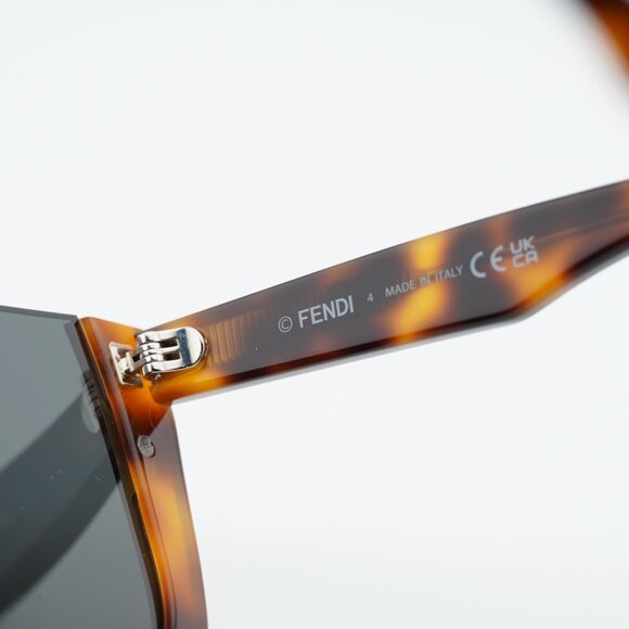Fendi FE40136I 53A Sunglasses Havana Shield Frame, Grey Lenses main image 8